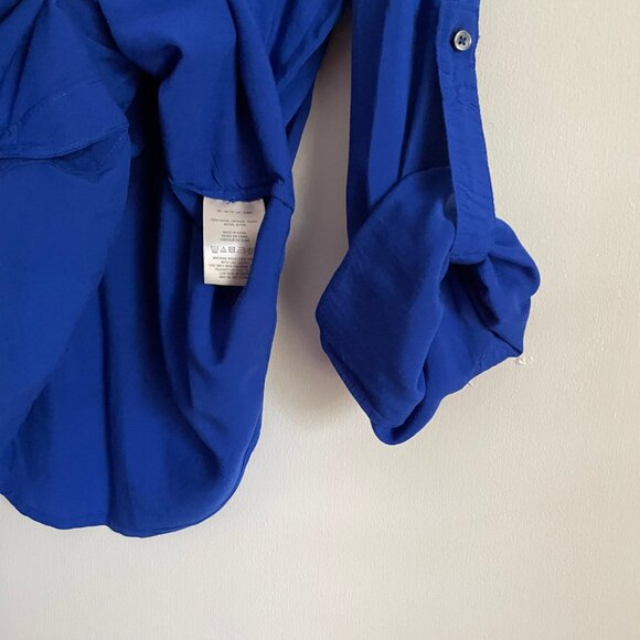Anthropologie MAEVE Islet Button Down Roll Tab Long Sleeve Shirt Size M Blue - Picture 11 of 14